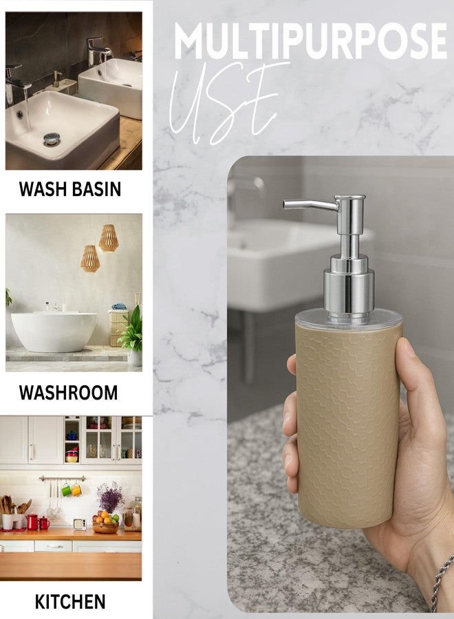 Emoh Roced Refillable Liquid Soap Dispenser - Unbreakable Plastic Pump Bottle for Handwash, Sanitizer, Lotion, or Shampoo | Reusable Bathroom & Kitchen Dispenser (250ml) (Brown, Pack of 2) - Image 4